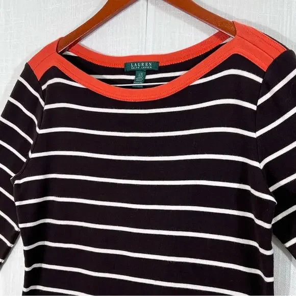 Lauren Ralph Lauren Cotton Striped Sheath Shirt Dress Size L - Picture 6 of 13